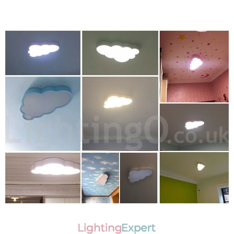 Ultra Thin Clouds Dimmable Modern Contemporary Nordic Style Flush Mount Ceiling Lights with Acrylic Shade with Remote Control Also Can Be Used As Wall Light