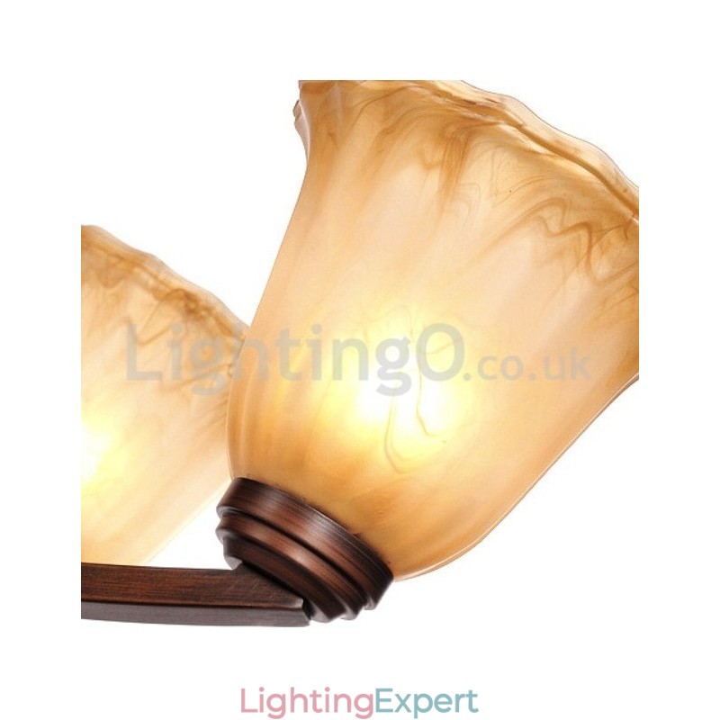 Rustic 6 bulbs Glass Lamp shade Stainless Chandelier