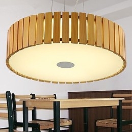 Chandelier Mini Style Lantern Wood Bamboo