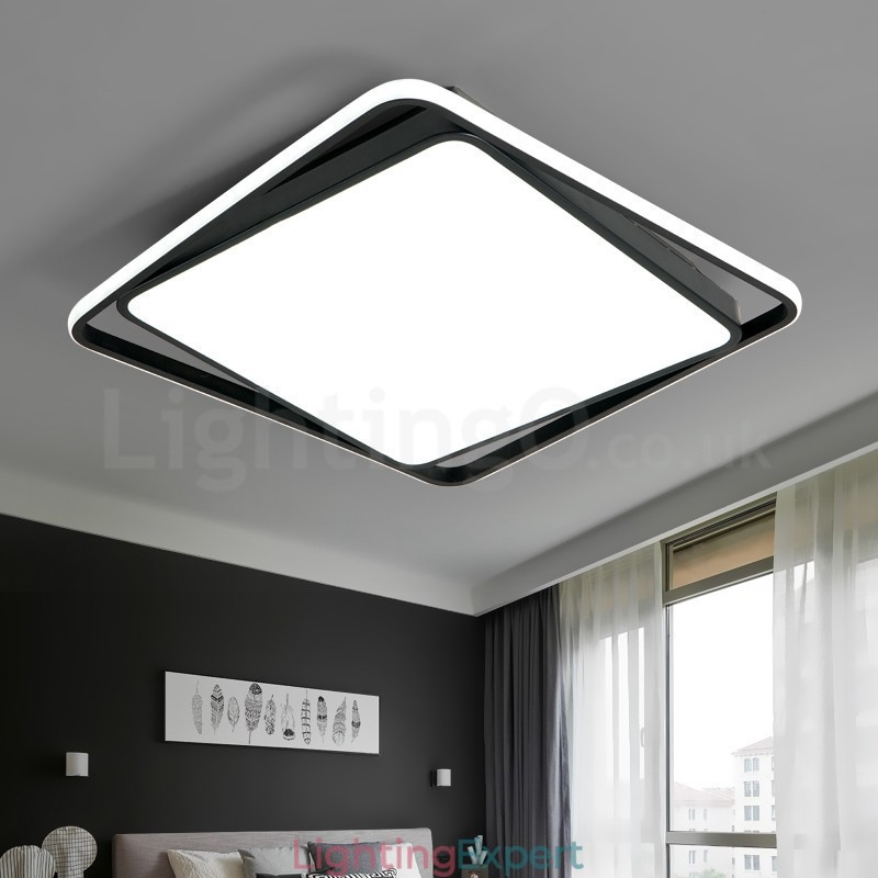 Modern Exquisite Black White Square Flush Mount Ceiling lamp