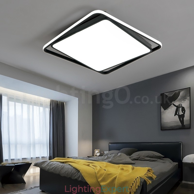 Modern Exquisite Black White Square Flush Mount Ceiling lamp