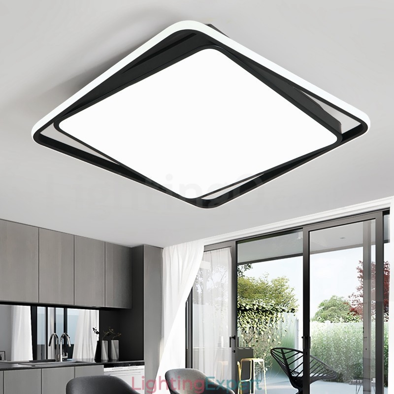 Modern Exquisite Black White Square Flush Mount Ceiling lamp