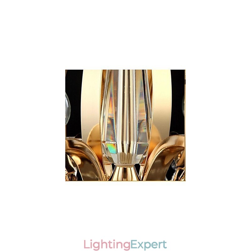 High Grade Gold Wrought Iron Crystal Chandelier 6 Lights