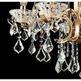 High Grade Gold Wrought Iron Crystal Chandelier 6 Lights