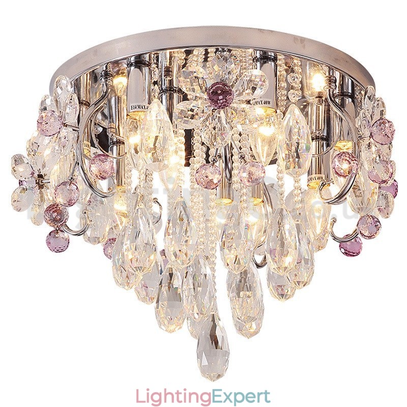 Luxury Round Crystal Flush Mount Ceiling Lights
