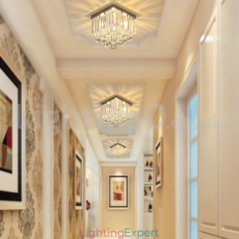 Modern Square Crystal Flush Mount Ceiling Lights