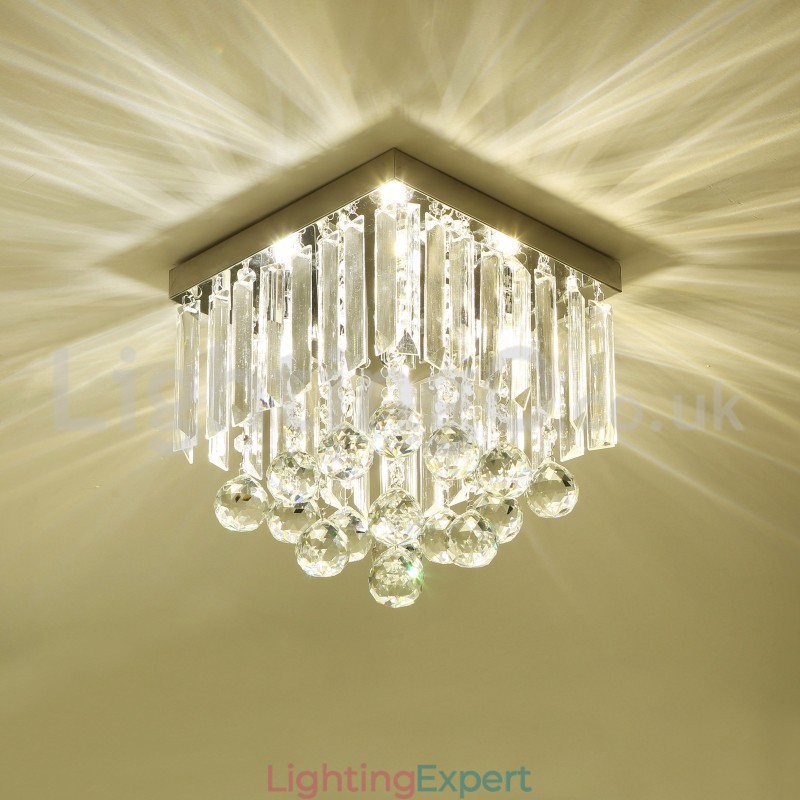 Modern Square Crystal Flush Mount Ceiling Lights