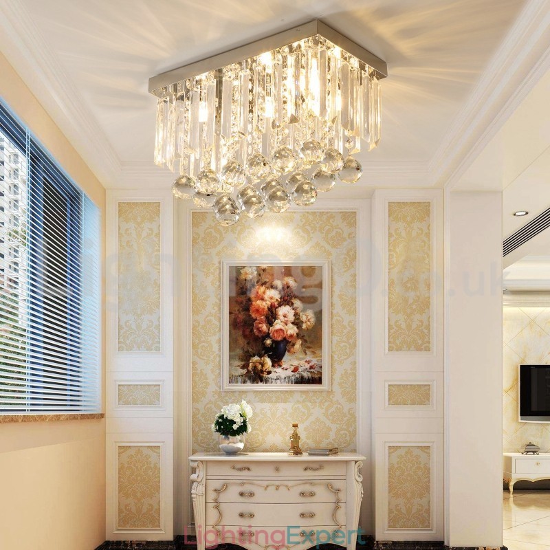 Contemporary Square Crystal Flush Mount Ceiling Lights