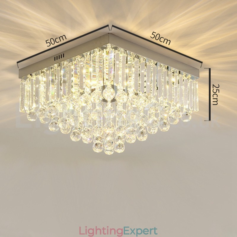 Contemporary 40CM 50CM Square Crystal Flush Mount Ceiling Lights