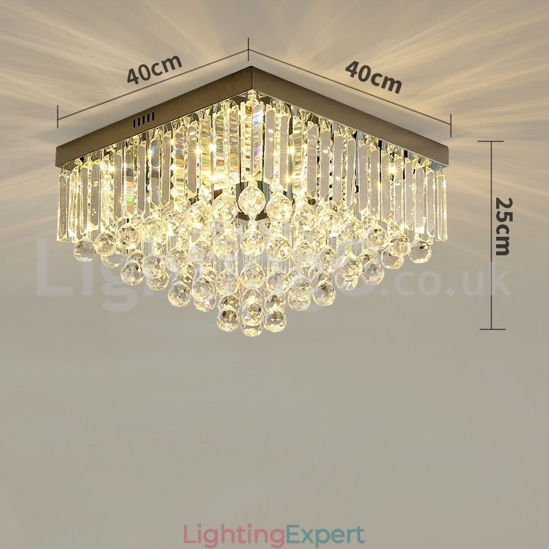 Contemporary 40CM 50CM Square Crystal Flush Mount Ceiling Lights
