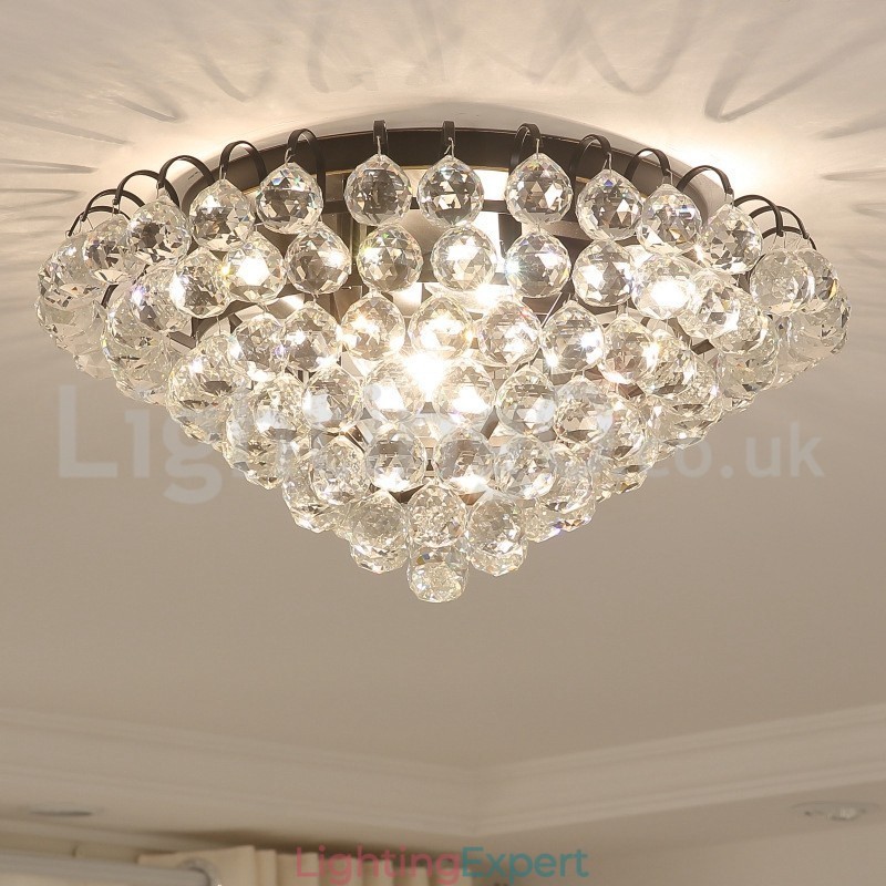 Contemporary 30CM 55CM Round Crystal Flush Mount Ceiling Lights