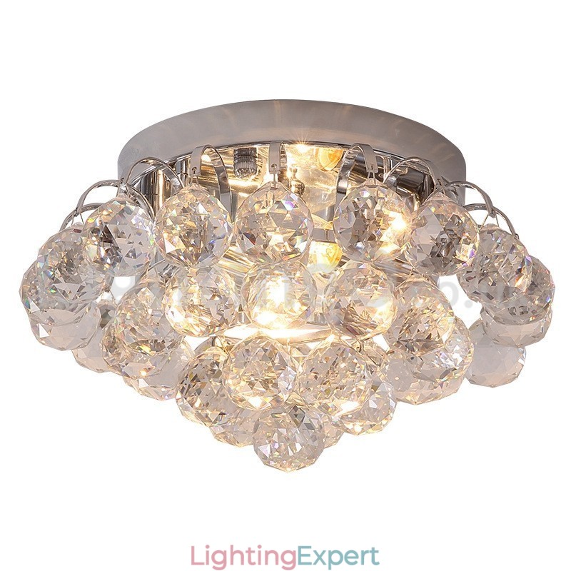 Contemporary 30CM 55CM Round Crystal Flush Mount Ceiling Lights