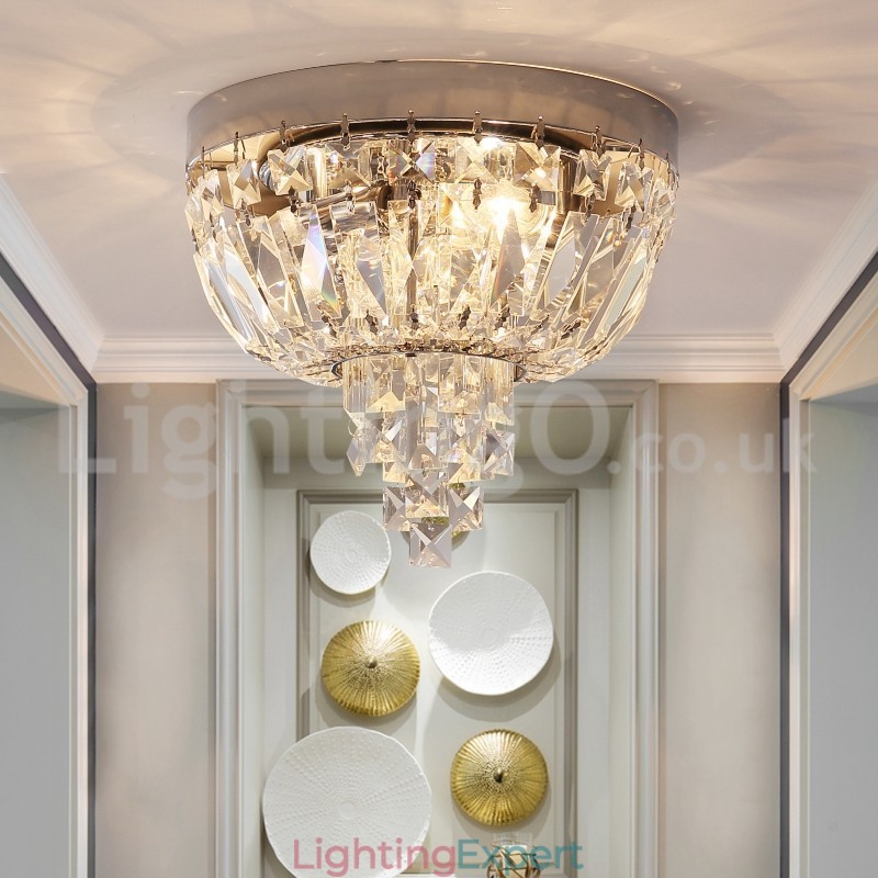 Contemporary Exquisite Round Flush Mount Crystal Ceiling Lights