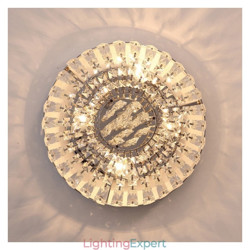 Contemporary Exquisite Round Flush Mount Crystal Ceiling Lights