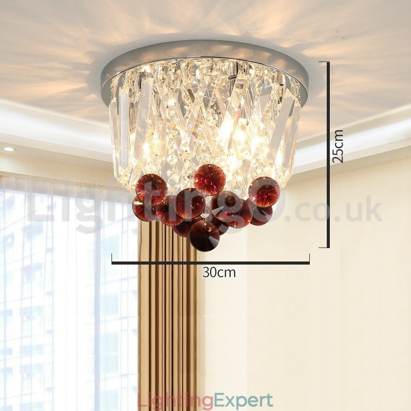 Contemporary Round Flush Mount Crystal Ceiling Lights