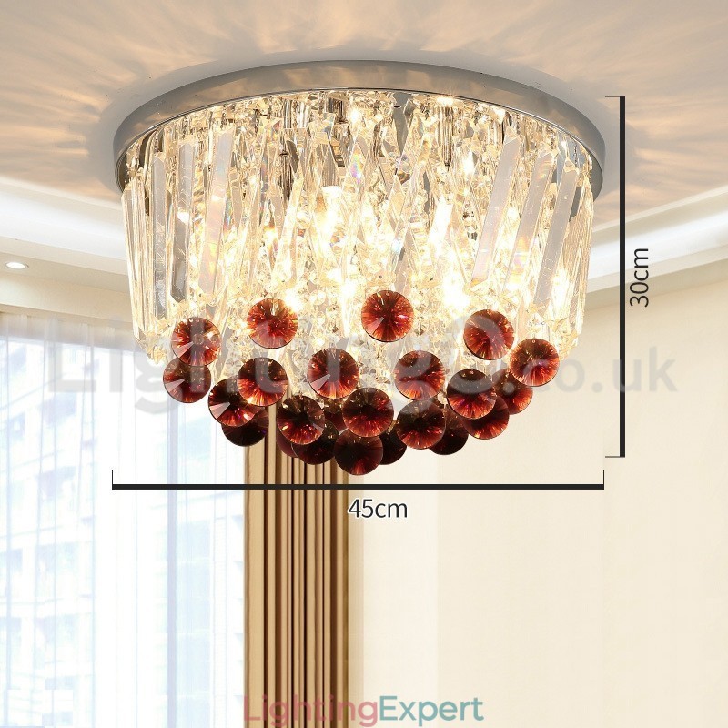 Contemporary Round Flush Mount Crystal Ceiling Lights