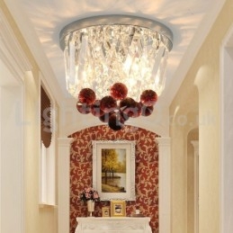 Contemporary Round Flush Mount Crystal Ceiling Lights