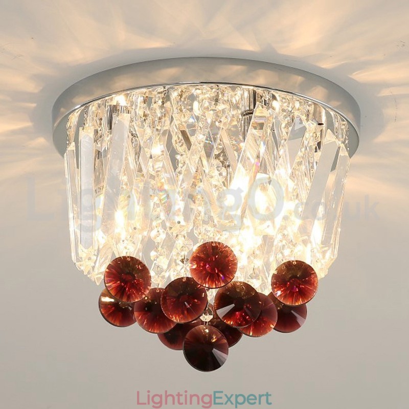 Contemporary Round Flush Mount Crystal Ceiling Lights