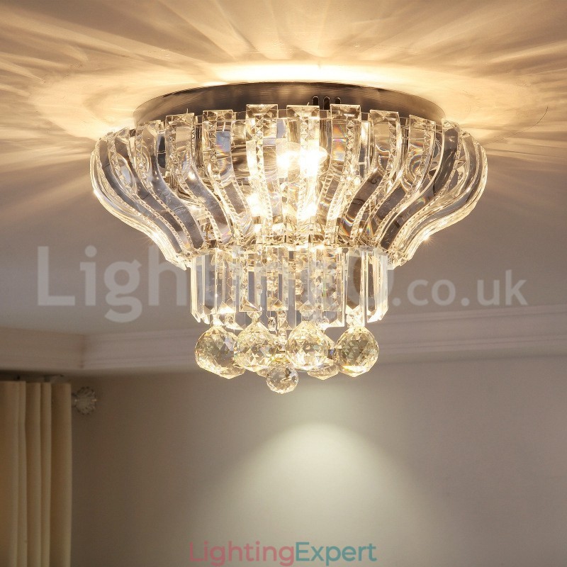 Contemporary Modern 38CM 57CM Round Flush Mount Crystal Ceiling Lights