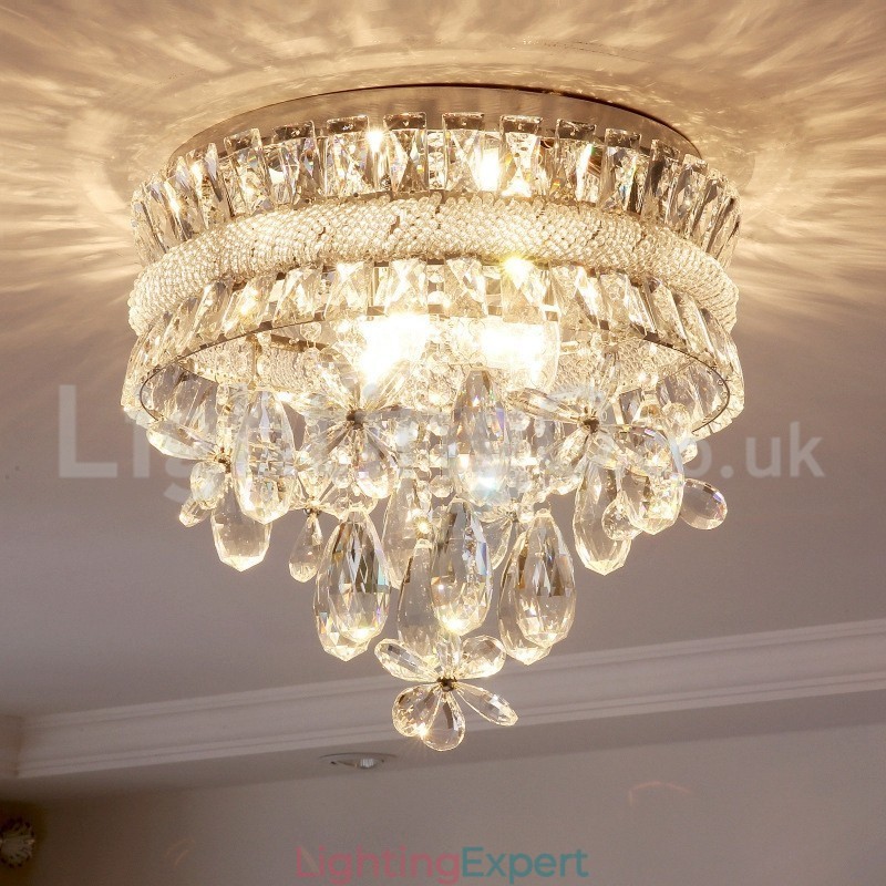 Cheap Modern 40CM Round Flush Mount Crystal Ceiling Lights