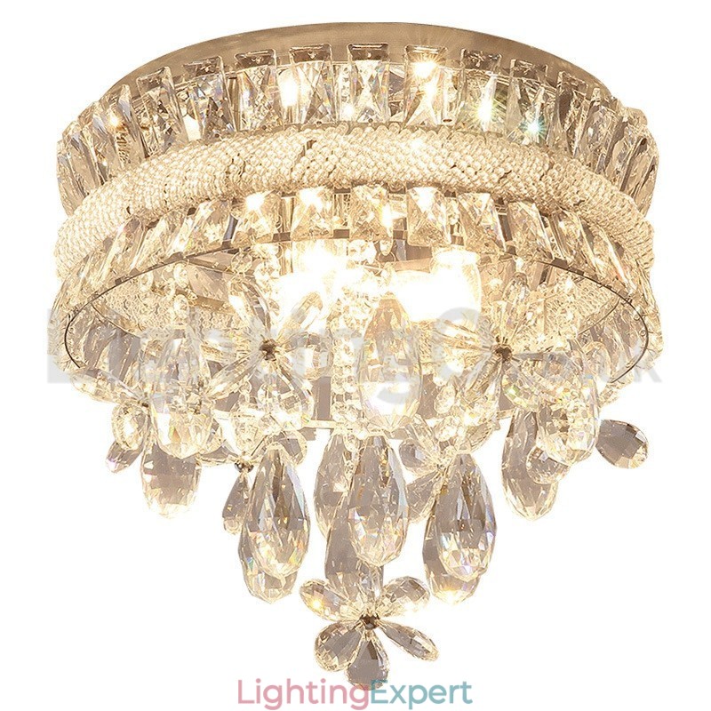 Cheap Modern 40CM Round Flush Mount Crystal Ceiling Lights