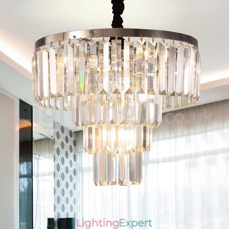 Elegant Cheap Modern 4 Tier Round Crystal Pendant Light