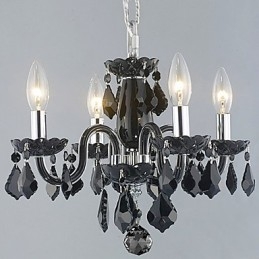 Candle Featured Crystal Chandelier with 4 Lights in Black