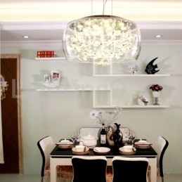 Modern 40CM 50CM Round Clear Glass Lamp Shade Crystal Pendant Light