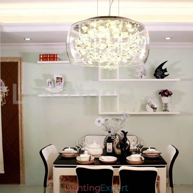 Modern 40CM 50CM Round Clear Glass Lamp Shade Crystal Pendant Light