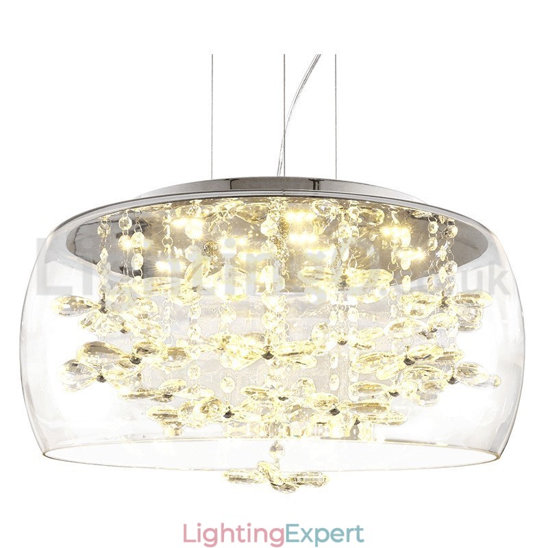 Modern 40CM 50CM Round Clear Glass Lamp Shade Crystal Pendant Light