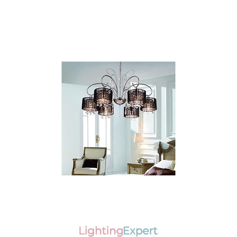 Modern Contemporary Crystal Chrome Metal Chandelier