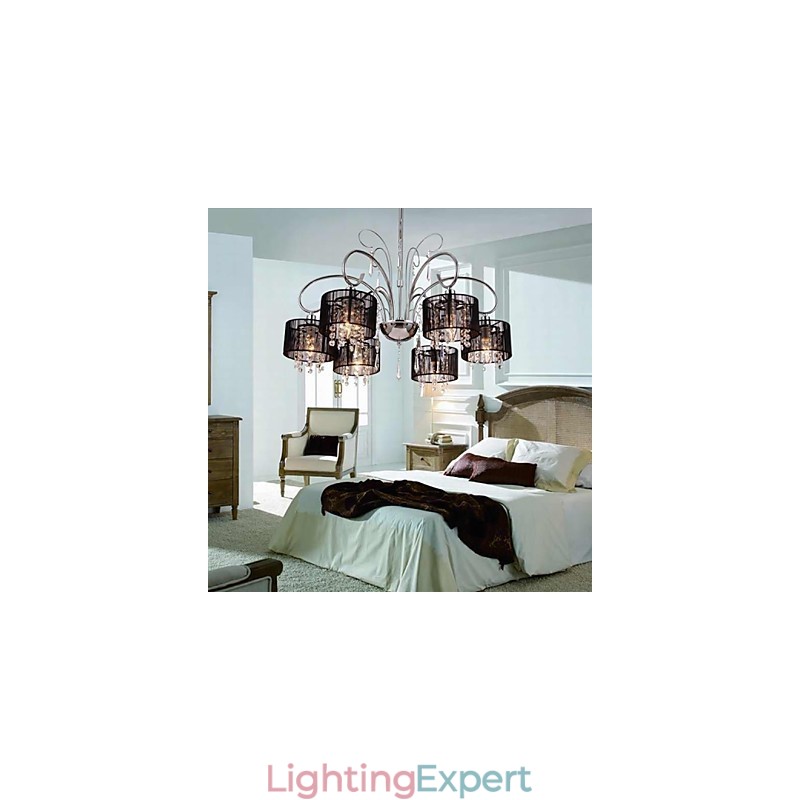 Modern Contemporary Crystal Chrome Metal Chandelier