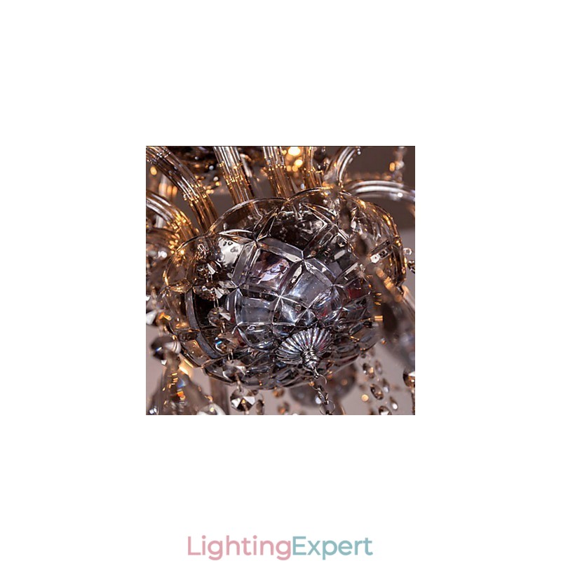 6 Lights European Crystal Chandelier In Grey Color Glass & Crystal