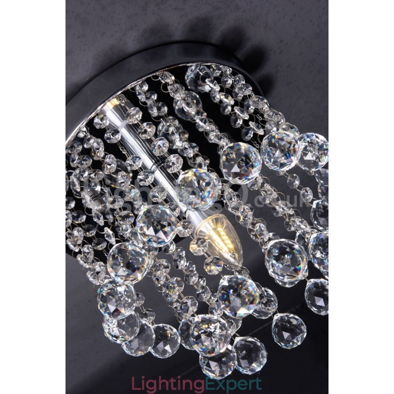 Modern Round Crystal Chandelier Porch Flush Mount Light