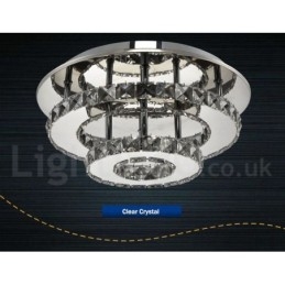 Dimmable Modern Round Crystal Flush Mounted Ceiling Lights with Remote Control