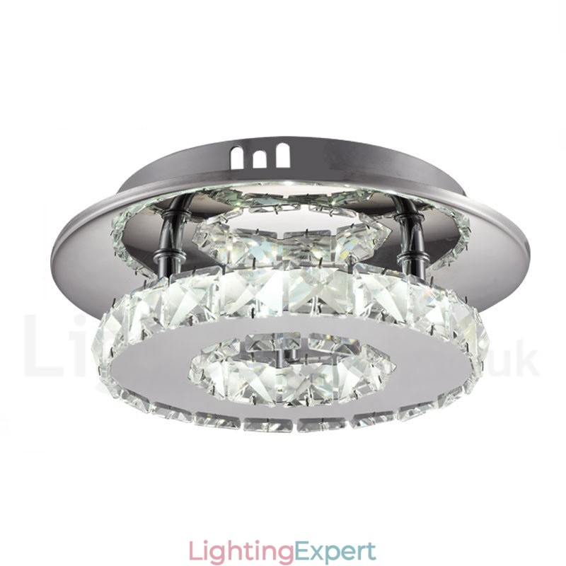 Dimmable Modern Round Crystal Flush Mounted Ceiling Lights with Remote Control