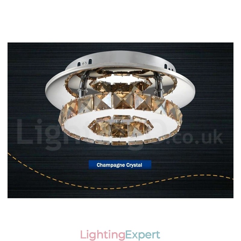 Dimmable Modern Round Crystal Flush Mounted Ceiling Lights with Remote Control
