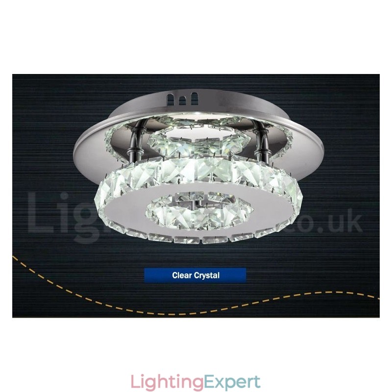 Dimmable Modern Round Crystal Flush Mounted Ceiling Lights with Remote Control