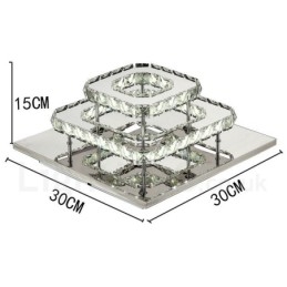 Dimmable Modern Square Crystal Flush Mounted Ceiling Lights with Remote Control