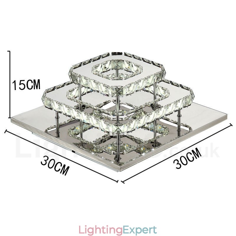 Dimmable Modern Square Crystal Flush Mounted Ceiling Lights with Remote Control