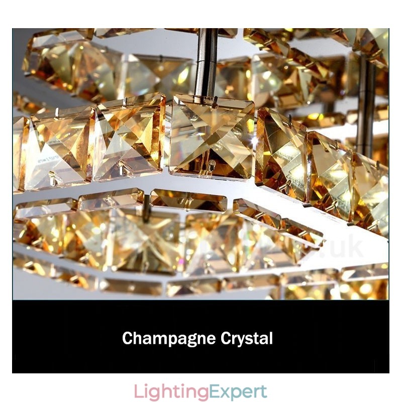 Dimmable Modern Square Crystal Flush Mounted Ceiling Lights with Remote Control