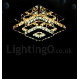 Dimmable Modern Square Crystal Flush Mounted Ceiling Lights with Remote Control