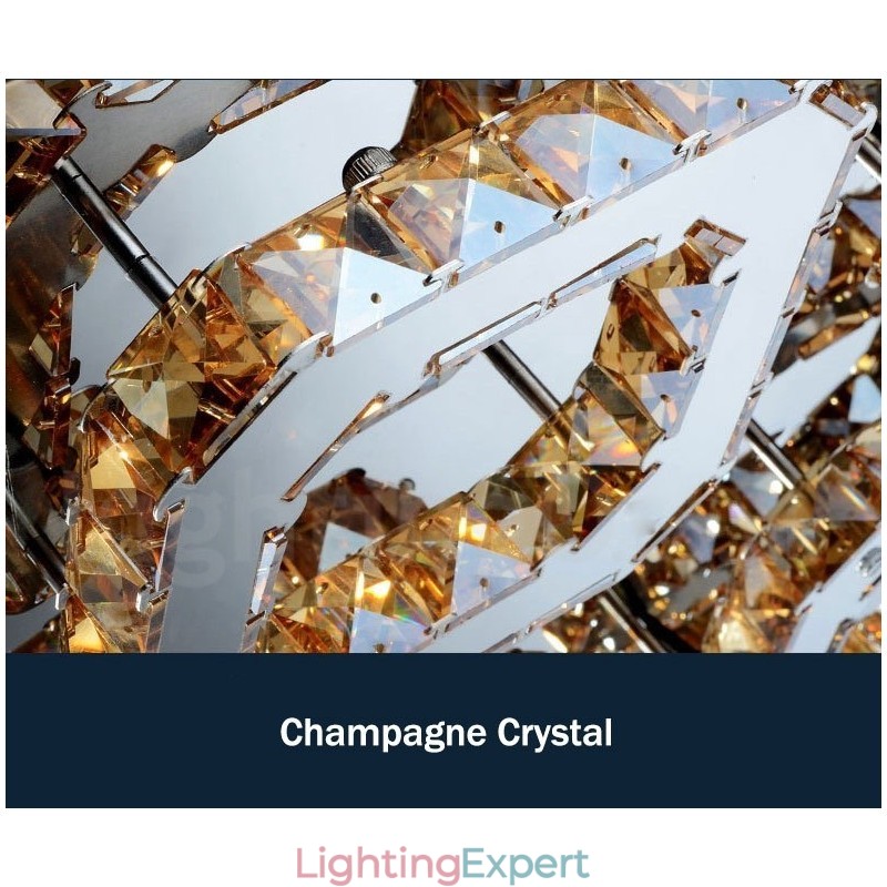 Dimmable Modern Square Crystal Flush Mounted Ceiling Lights with Remote Control