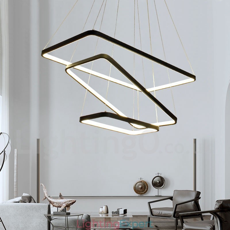 Dimmable Pendant Light with Remote Control Modern Design Three Rectangles