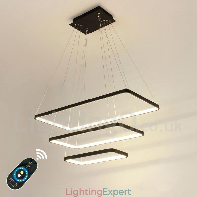 Dimmable Pendant Light with Remote Control Modern Design Three Rectangles