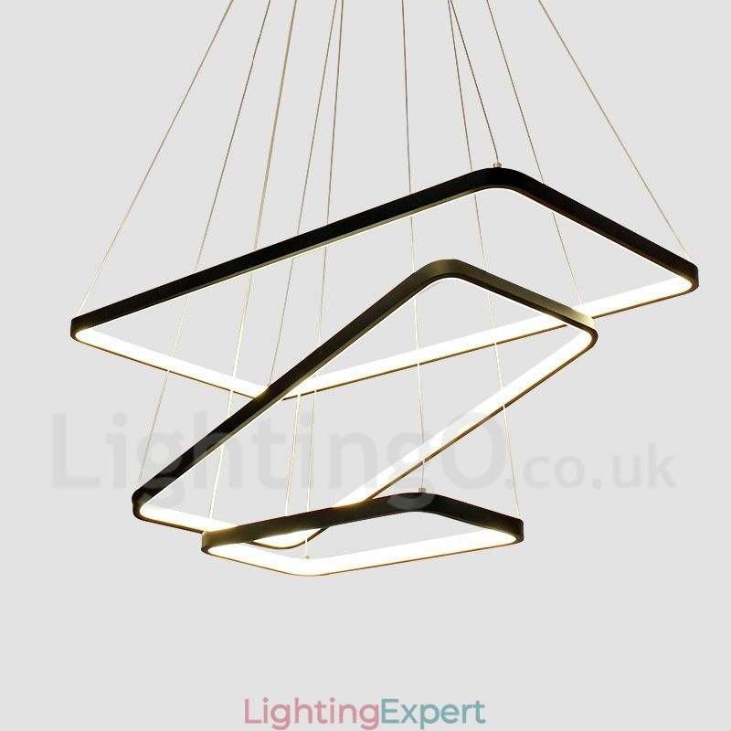 Dimmable Pendant Light with Remote Control Modern Design Three Rectangles