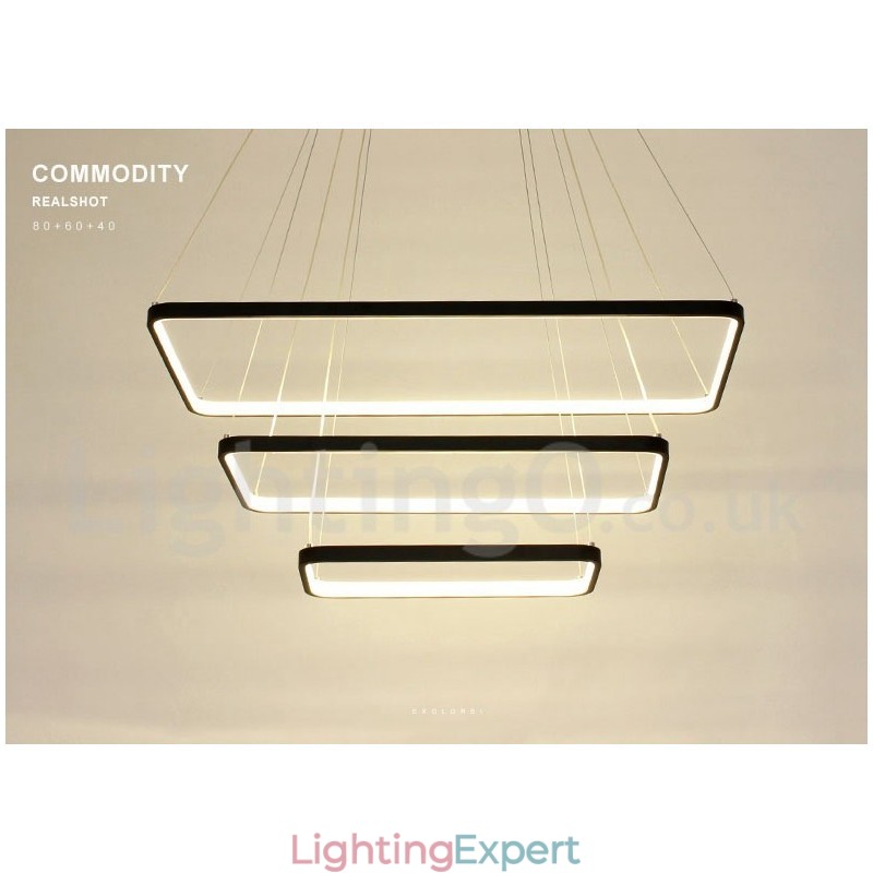 Dimmable Pendant Light with Remote Control Modern Design Three Rectangles