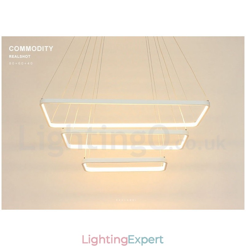 Dimmable Pendant Light with Remote Control Modern Design Three Rectangles