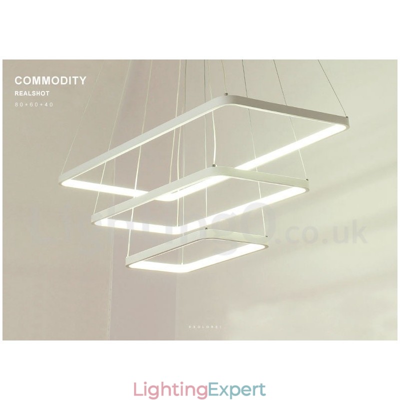 Dimmable Pendant Light with Remote Control Modern Design Three Rectangles