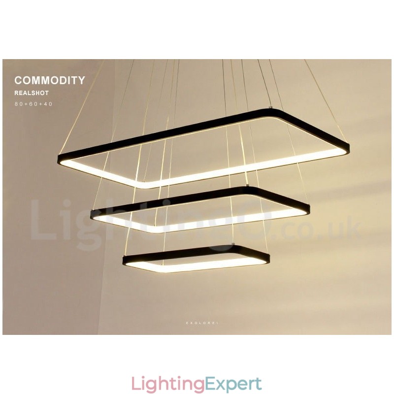 Dimmable Pendant Light with Remote Control Modern Design Three Rectangles